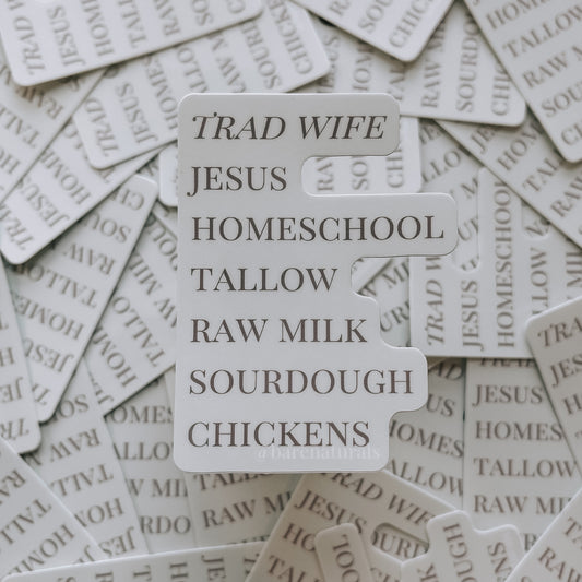 Trad Wife Waterproof Vinyl Sticker